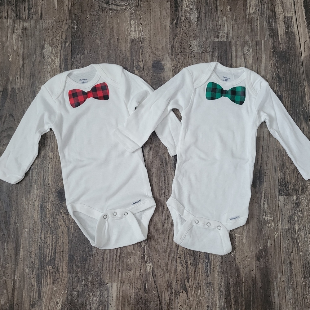 New custom bow tie onesies